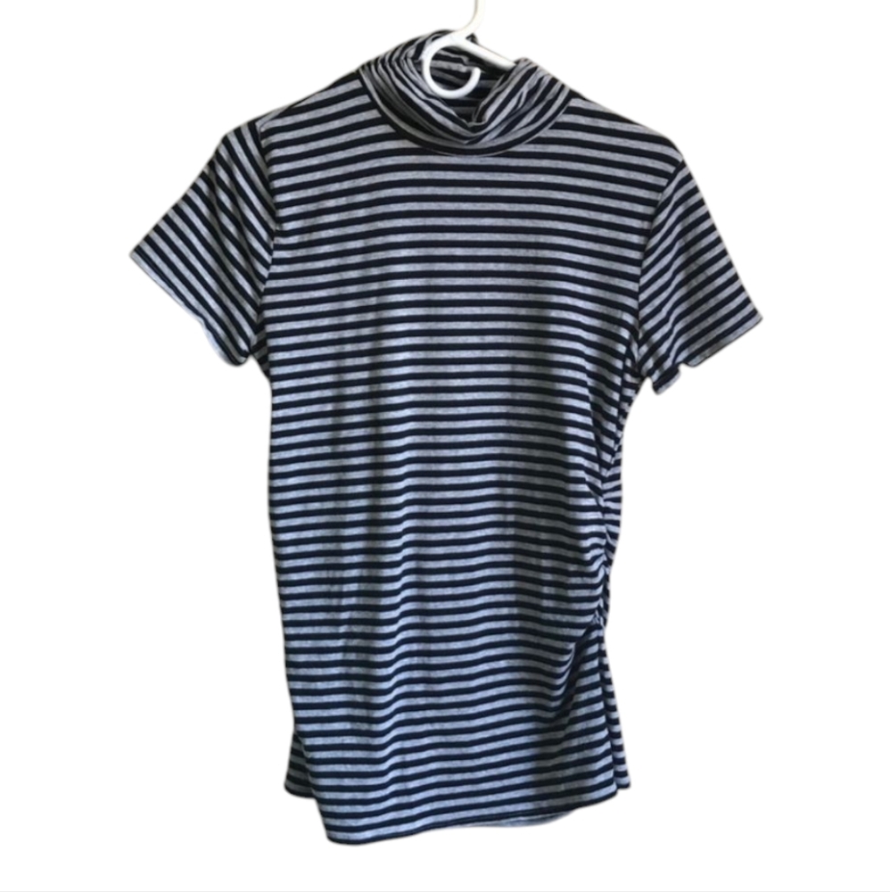 Kenneth Cole | Black and Grey Striped Top
